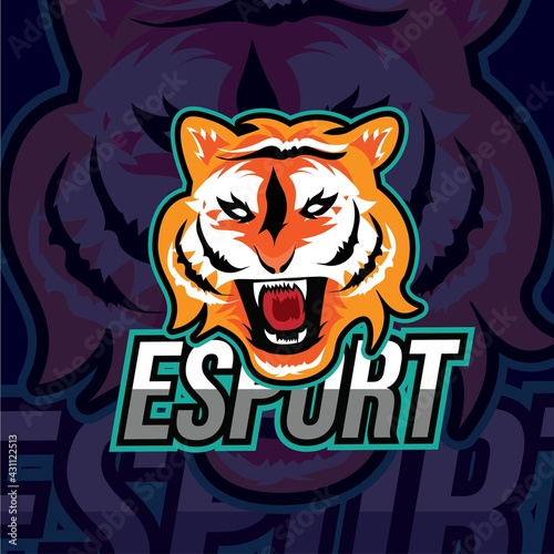 tiger mascot esport logo design