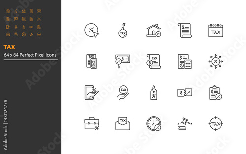 et of tax thin line icons, finance