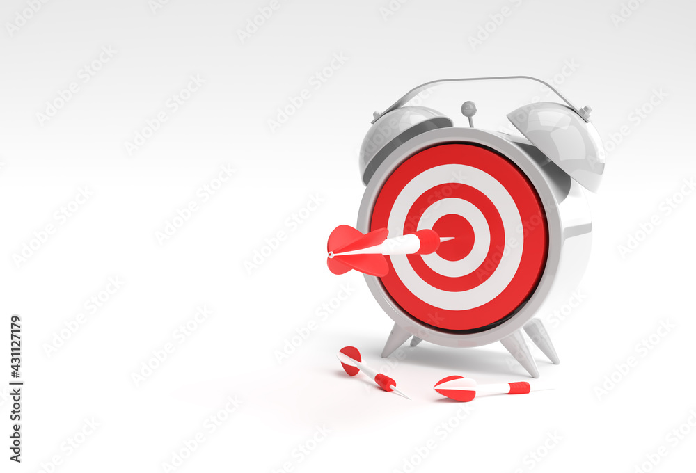 3D Render Alarm Clock Target with arrow Time Management, Planning, Business Targeting and Smart solutions Design. 3D Render Alarm Clock Target with arrow Time Management, Planning, Business Targeting and Smart solutions Design.