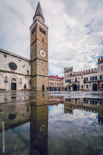 Koper cathedral and town tower in Tito square in Koper Slovenia