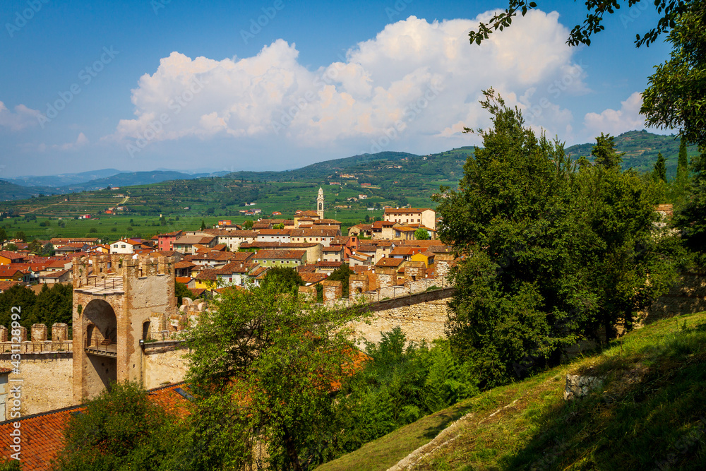 View of Soave's castle and village near Verona