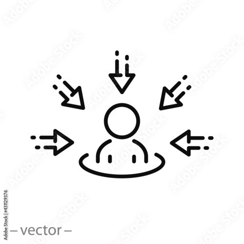centric consumer icon, customer focus concept, client first approach,  thin line symbol on white background - editable stroke vector eps10