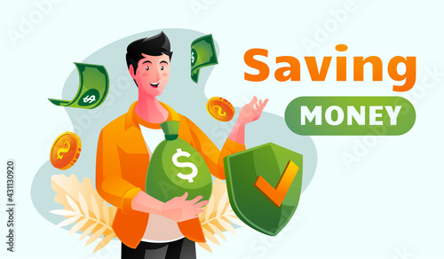 Saving money concept illustration