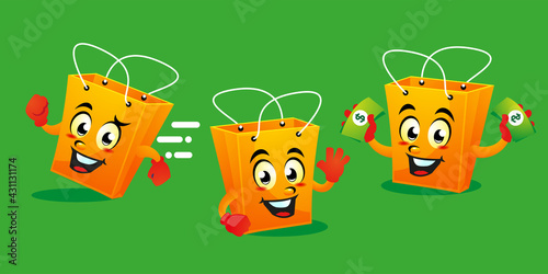 Cartoon shopping bag mascot design
