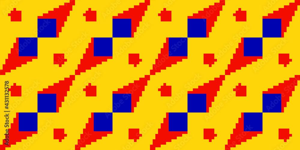 Obraz premium Pixel art digital seamless pattern. Vector illustration