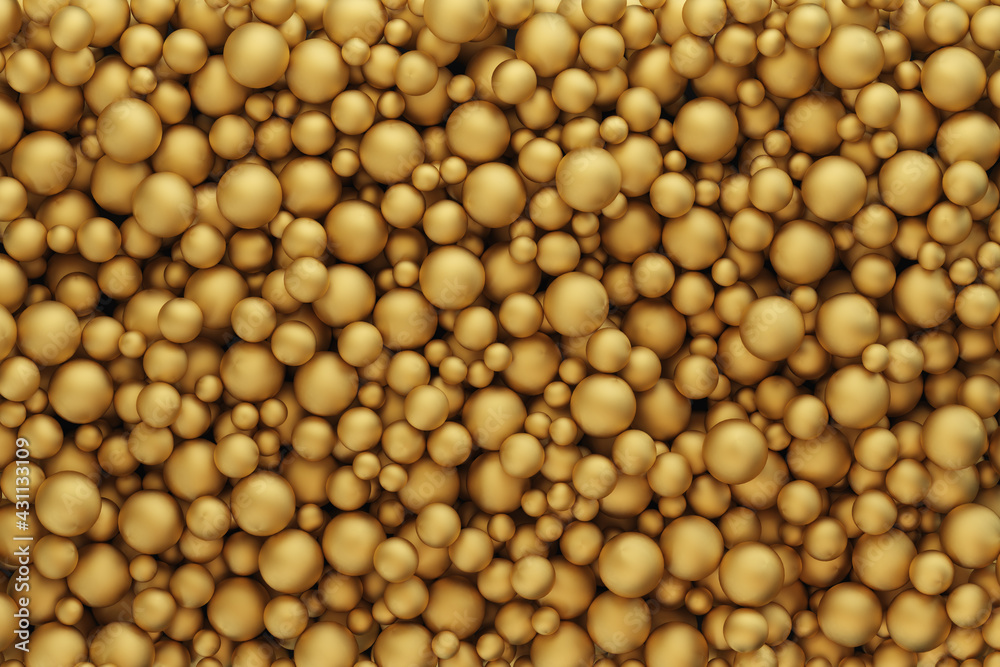 Lots of golden balls. Decorative, Christmas background. 3d illustration Lots of golden balls. Decorative, Christmas background. 3d illustration