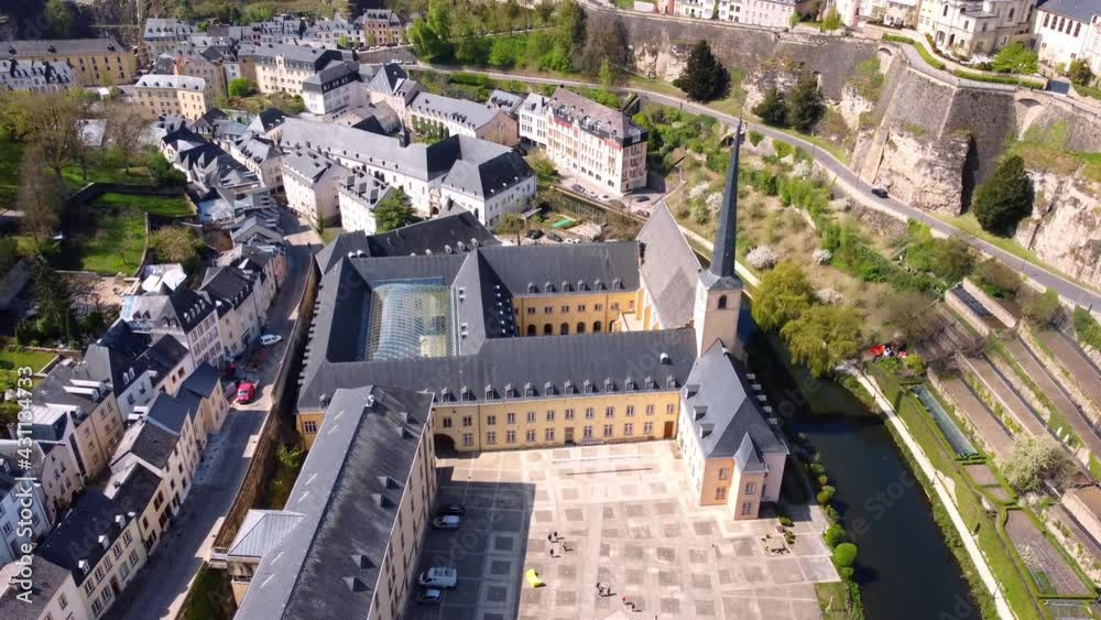 Neumunster Abbey in the city of Luxemburg - aerial photography Neumunster Abbey in the city of Luxemburg - aerial photography