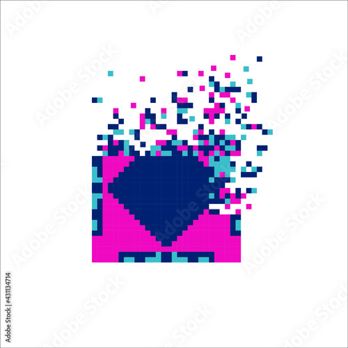 Pixel dispersed filled rectangle, illustration for graphic design
