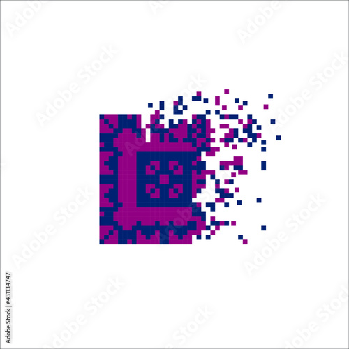 Pixel mosaic dispersed filled rectangle, illustration for graphic design
