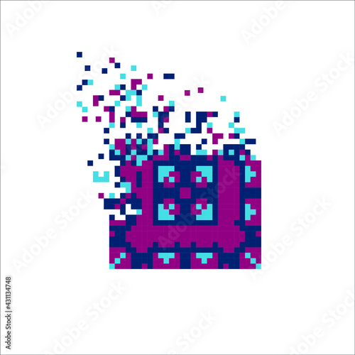 Digital Pixel dispersed filled rectangle, illustration for graphic design