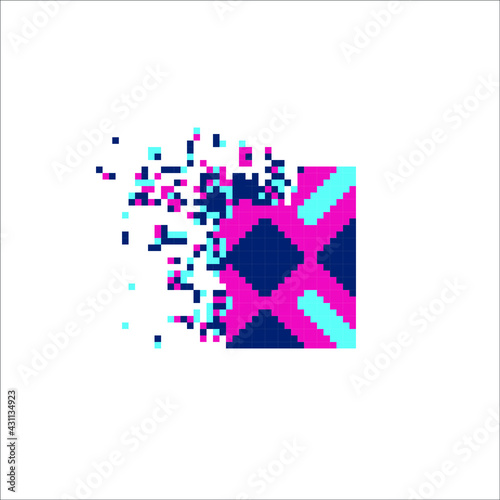 Pixel dispersed filled rectangle, illustration for graphic design