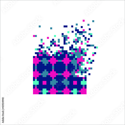 Pixel dispersed filled rectangle, illustration for graphic design