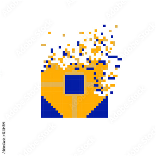 Digital Pixel dispersed filled rectangle, illustration for graphic design