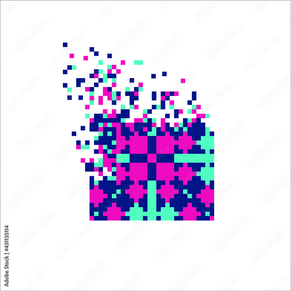 Rectangle tile disintegration into pixels, illustration for graphic design Rectangle tile disintegration into pixels, illustration for graphic design