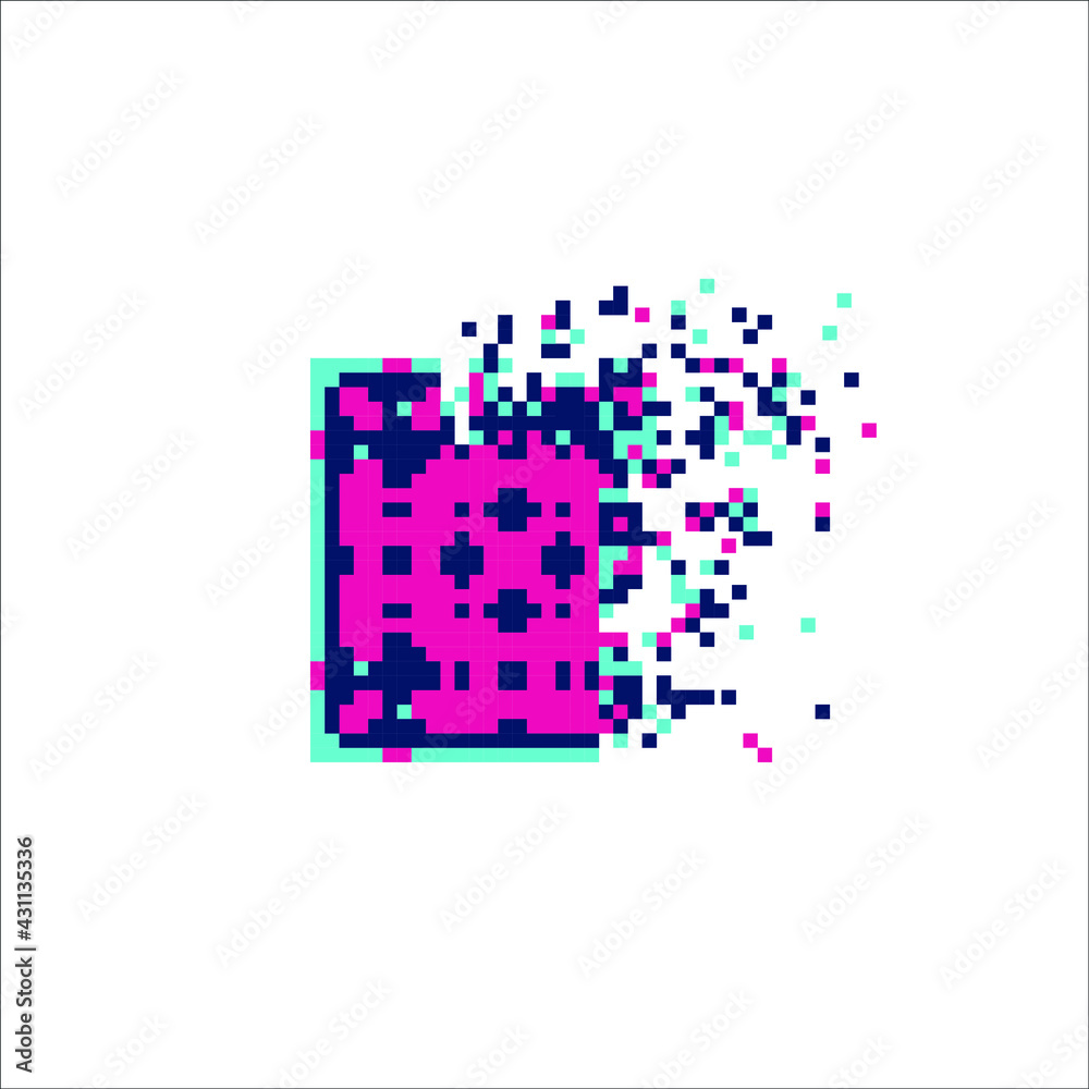 Vector Pixel tile with disintegration effect, illustration for graphic design Vector Pixel tile with disintegration effect, illustration for graphic design