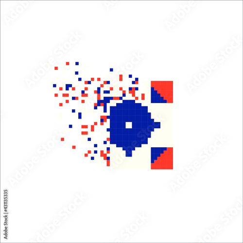 Pixel art 8 bit dispersed filled rectangle, illustration for graphic design