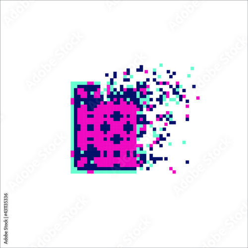 Vector Pixel tile with disintegration effect, illustration for graphic design