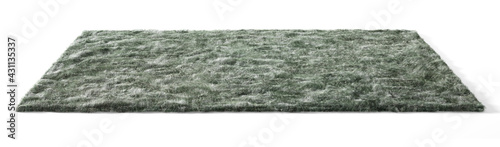 Green fluffy carpet. 3d illustration