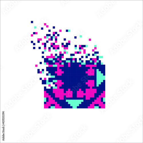 Pixel dispersed filled rectangle, illustration for graphic design