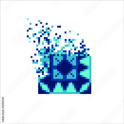 Vector Pixel tile with disintegration effect, illustration for graphic design