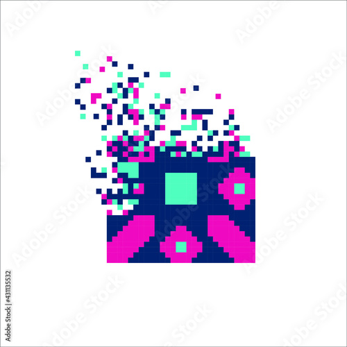 Pixel mosaic dispersed filled rectangle, illustration for graphic design