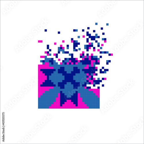 Pixel mosaic dispersed filled rectangle, illustration for graphic design