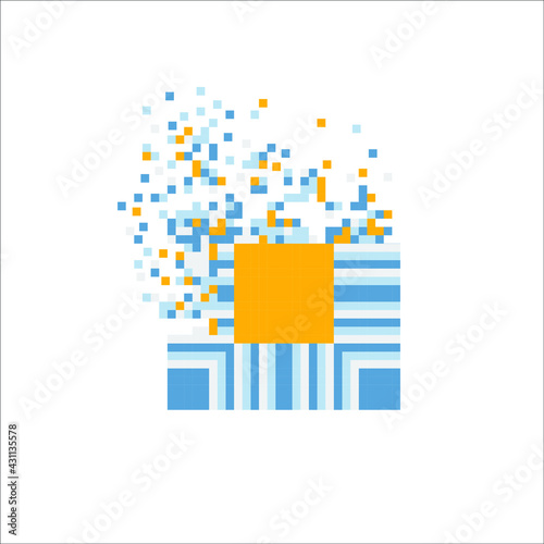 Pixel art 8 bit dispersed filled rectangle, illustration for graphic design