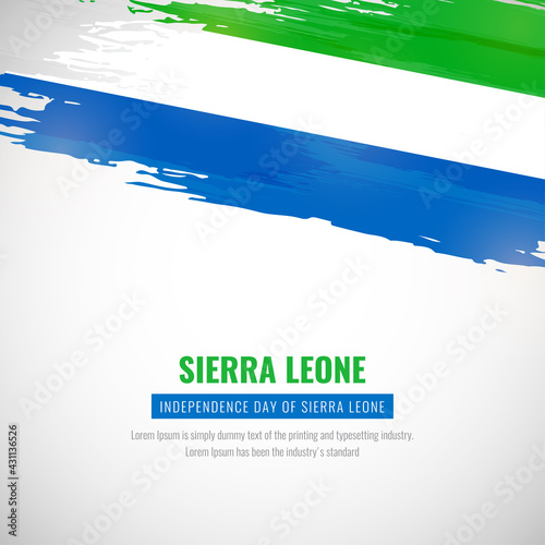 Happy independence day of Sierra Leone with brush style watercolor country flag background