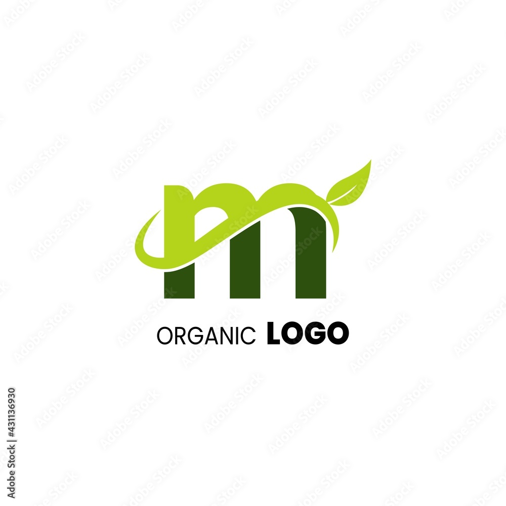 alphabet capital logo. Creative design concept green color with organic plant