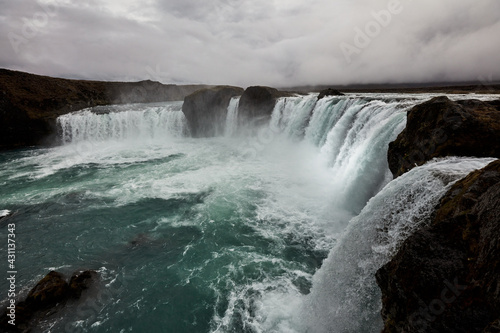 Beautiful waterfalls Godafoss Iceland panorama