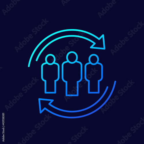 Staff rotation, hr icon, line design