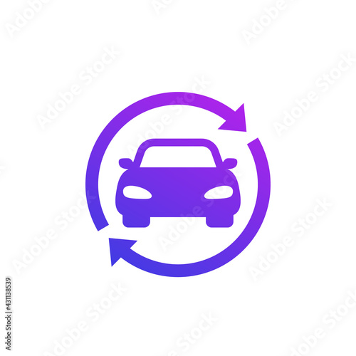 carsharing, rental service logo, icon with a car