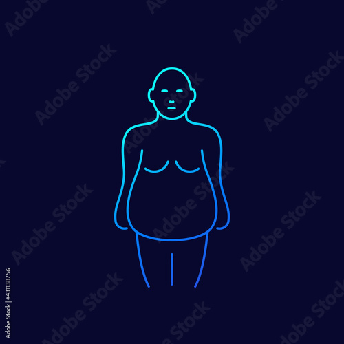 obesity line icon on dark