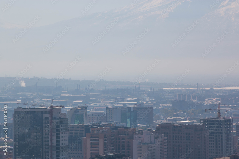 Fototapeta premium Sunset at Yerevan City, view with majestic Ararat mountain, Armenia