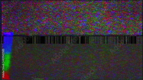 Abstract Old TV Error, Color VHS Animation. Glitch Video Damage. Signal Noise. Unique Design. Bad signal. Digital TV Noise flickers. No signal. Hacker attack. Computer virus