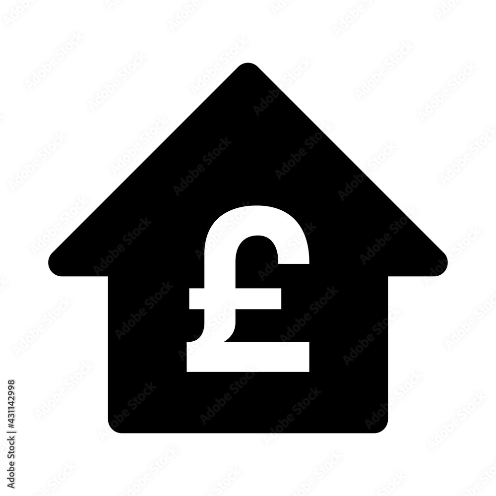 House Symbol with a Pound Sterling Currency Sign Flat Icon. Vector Image. House Symbol with a Pound Sterling Currency Sign Flat Icon. Vector Image.