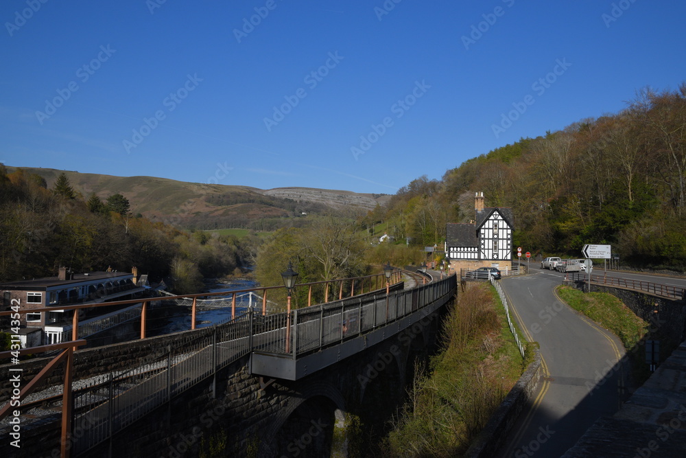 looking down the rail track from Berwyn station towards Llangollen in the welsh countryside