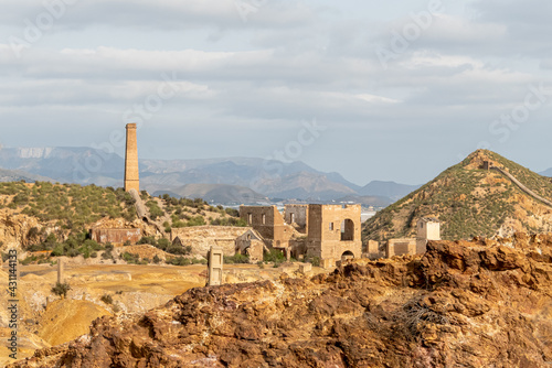 Ruins of the abandoned Mines of Mazarrón. Murcia region. Spain photo