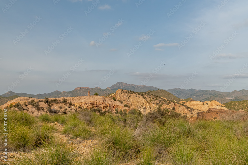 Landscape of the Abandoned Mines of Mazarrón. Murcia region. Spain
