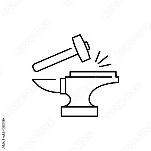 Blacksmith craft olor line icon. Pictogram for web page, mobile app, promo.
