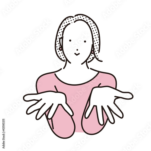 シンプル　イラスト　手を差し出す女性