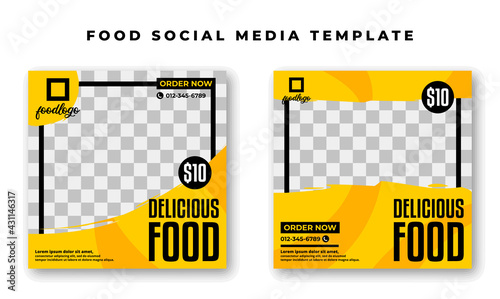 a social media banner template with a food theme, perfect for a restaurant's promotional on social media.