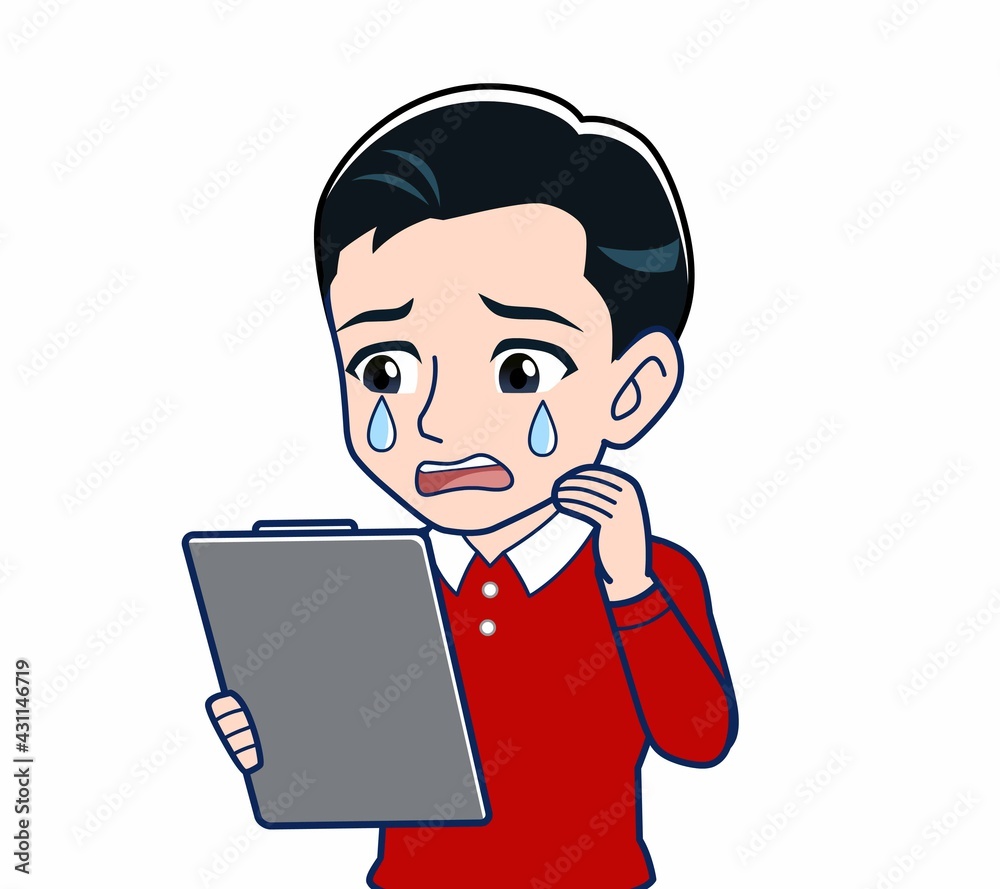 赤い服を着た若い男性 赤い服を着た若い男性