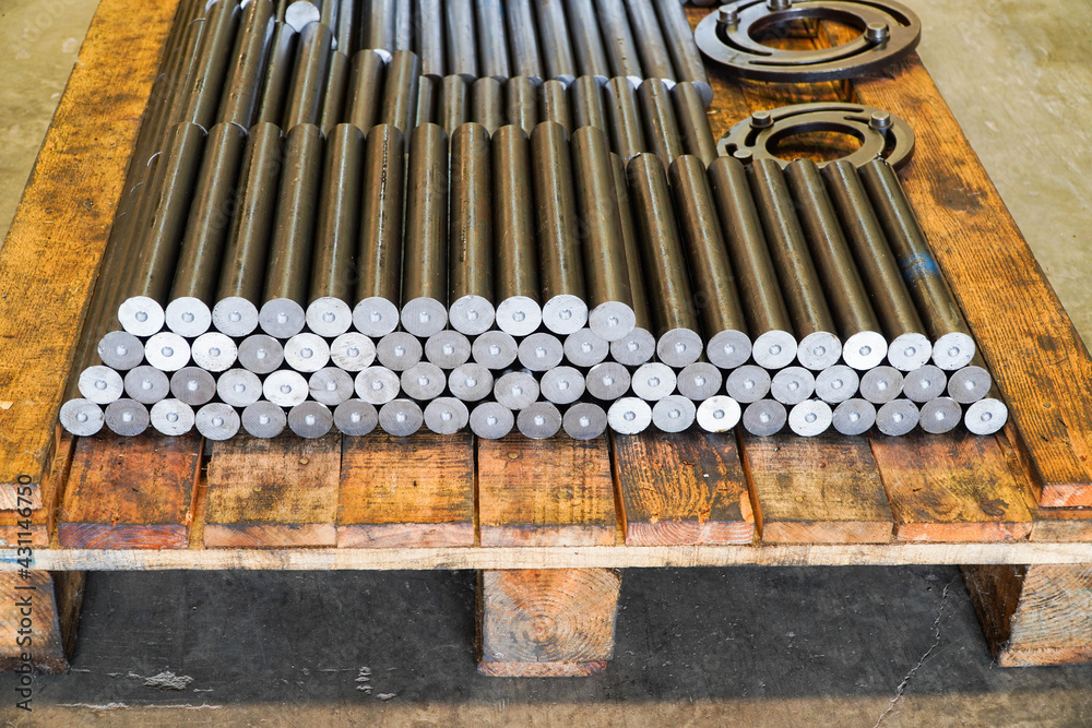 Naklejka premium Round steel shaft, raw material for automotive parts