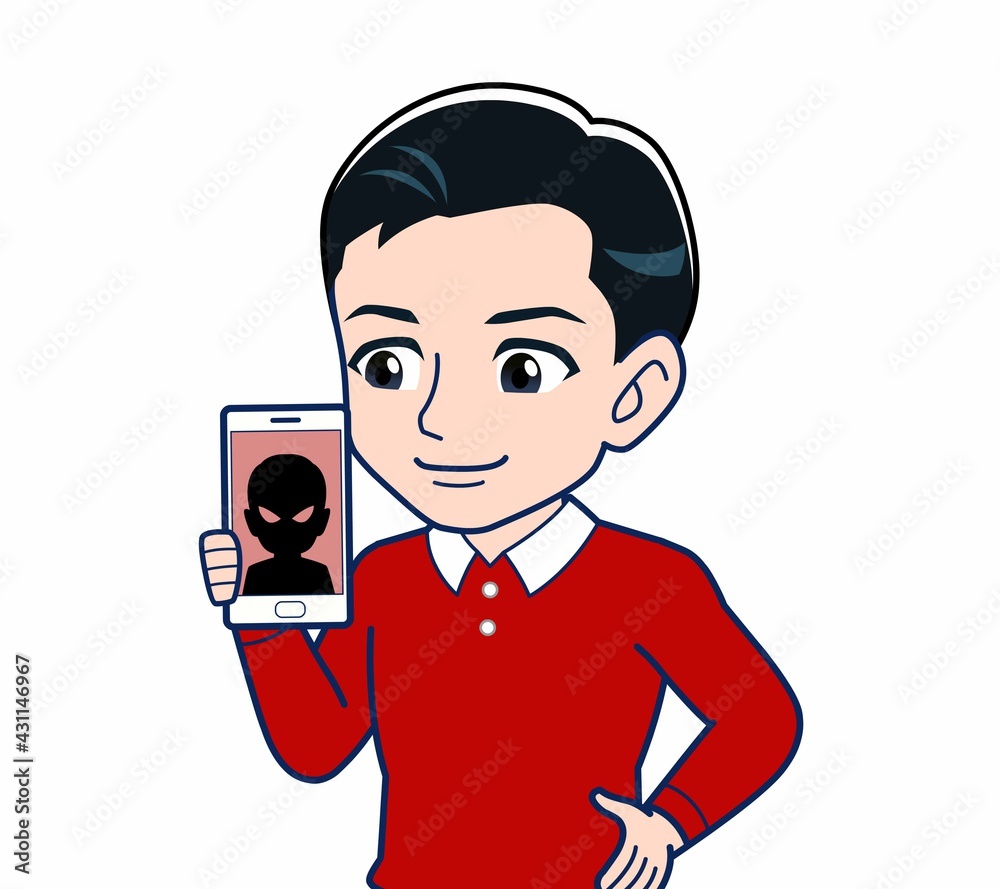 赤い服を着た若い男性