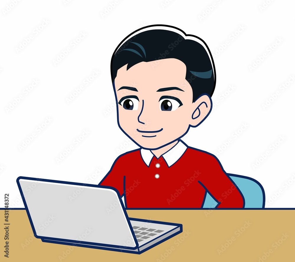 赤い服を着た若い男性 赤い服を着た若い男性