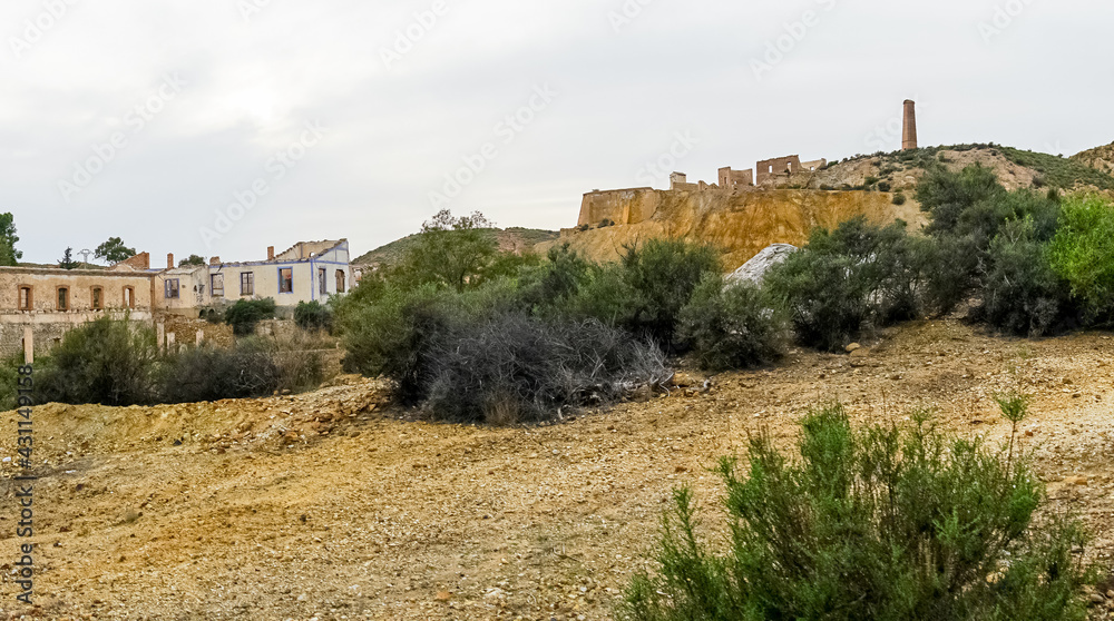 Spaces and corners of the Abandoned Mines of Mazarrón. Murcia region. Spain