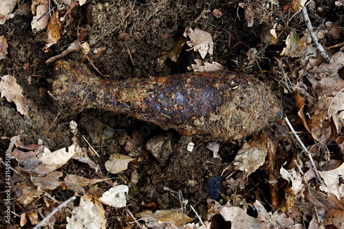 Unexploded mortar grenade from World War II
