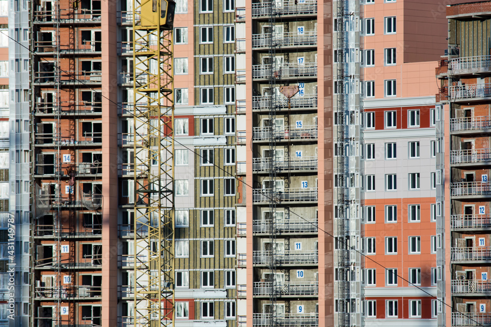 Colored buildings and windows construction of a house