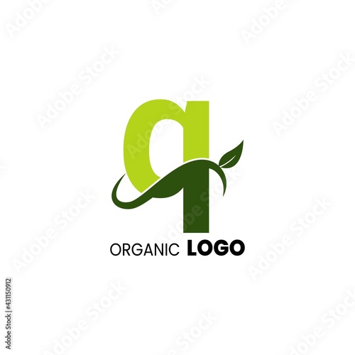 alphabet capital logo. Creative design concept green color with organic plant